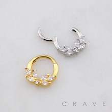 MULTI CZ MARQUISE CASCADE WREATH 316L SURGICAL STEEL SEPTUM HINGED SEGMENT RING